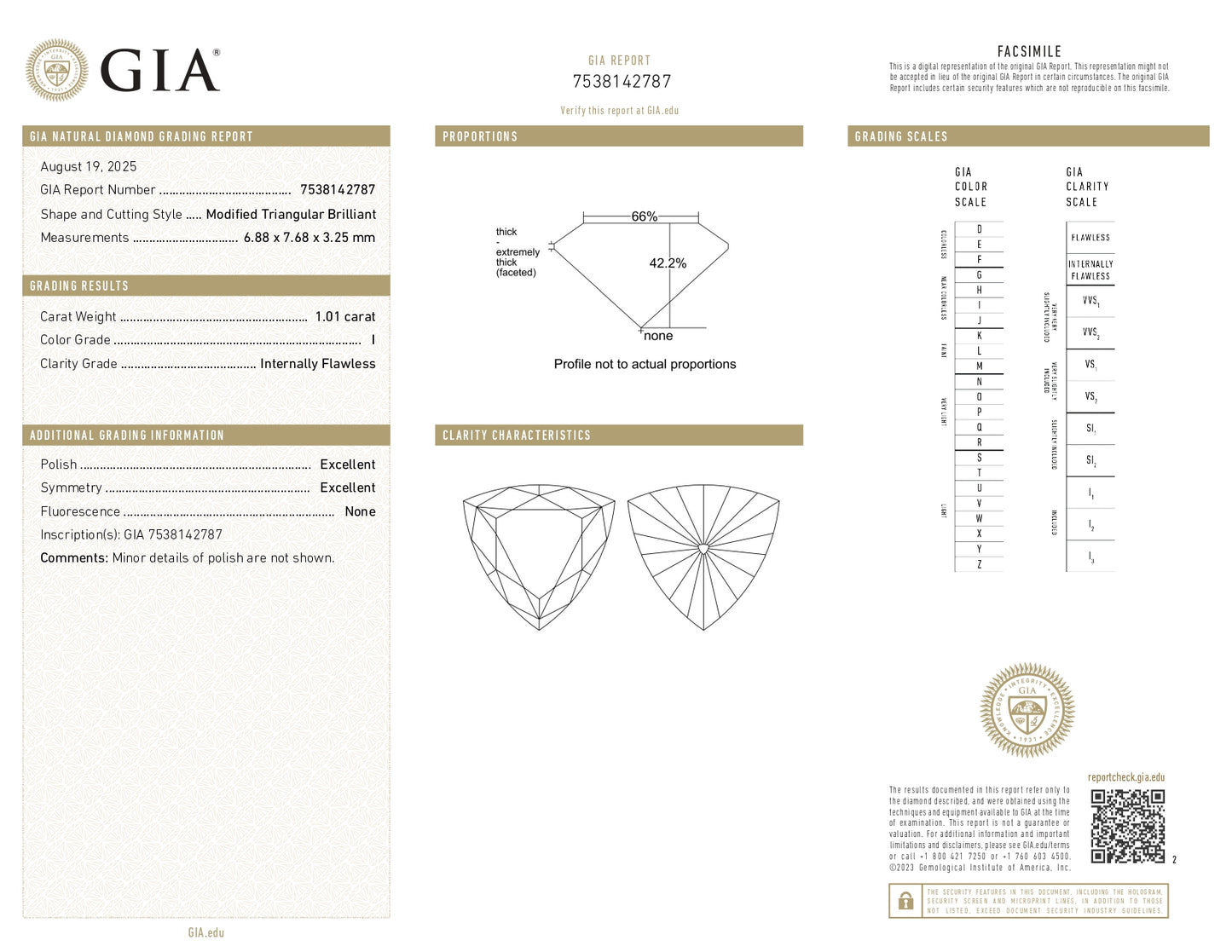 1.01 Ct Triangular Natural Diamond | I | IF